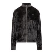 GCDS Svart Velvet Dragkedja Sweatshirt Black, Herr