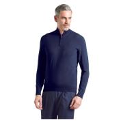 COLOMBO Blå Ull Half-Zip Tröja Blue, Herr