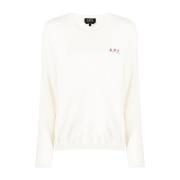 A.P.C. Ecru Multifärgad Logosweatshirt Beige, Dam