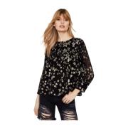 LOVESHACKFANCY Starry Dionne Silkesblus Black, Dam