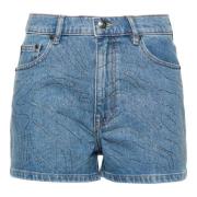 ROTATE Birger Christensen Blå denimshorts med bälteshällor Blue, Dam