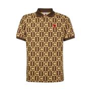 ICECREAM Monogram Print Polo Shirt Brown, Herr