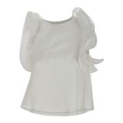 KAOS Vit Bomull Poplin Topp White, Dam