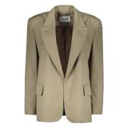 LOW CLASSIC Klassisk ullblazer med slagkrage Green, Dam