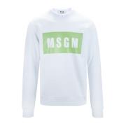 MSGM Herr Pullover Tröja med Logotyptryck White, Herr