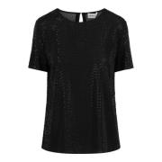 P.A.R.O.S.H. Rhinestone Jersey Blus Black, Dam