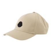 Moncler Beige keps med svart logotyp Beige, Herr