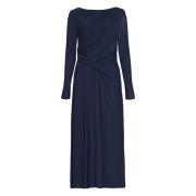 TALBOT RUNHOF Elegant Draped Long Dress Blue, Dam