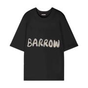 BARROW Svart Unisex Logo Print Bomull T-shirt Black, Herr