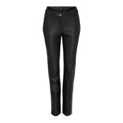 NOTYZ Elegant Läder Slim-Fit Byxor Black, Dam