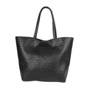 Lola Casademunt Strukturerad Shopper Väska med Monogramtryck Black, Da...