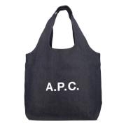 A.P.C. Ninon Tote Bag Indigo Handväska Blue, Dam