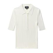 A.P.C. Vit Pima Bomull Polo Skjorta White, Dam