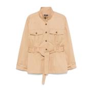 A.P.C. Beige Knappad Bältesjacka Fickor Beige, Dam