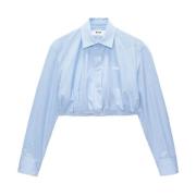 MSGM Blårandig Poplin Skjorta Blue, Dam