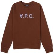 A.P.C. Rund Hals Sweatshirt Choklad Logo Brown, Dam