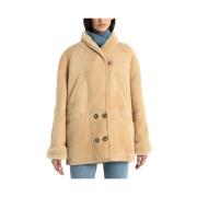 MARGAUX LONNBERG Beige Shearling Coat Elea Brown, Dam