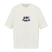 Ami Paris T-shirt med logotyp Beige, Herr