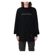 Rick Owens Svart pärltryck T-shirt Jumbo LS Black, Herr