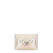 Vivienne Westwood Gyllene läderclutch med Orb-logotyp Yellow, Dam