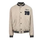 Golden Goose Quiltad Collegejacka i Bomullsblandning Beige, Herr