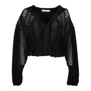 IRO Svart Rixi Blus med V-ringning Black, Dam