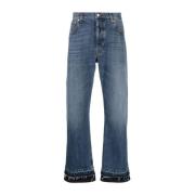 Alexander McQueen Blå Whiskered Cropped Jeans Blue, Herr