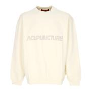 ACUPUNCTURE Lätt Crewneck Sweatshirt med Bear Print Beige, Herr