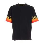 VISION OF SUPER Svart Bomull T-shirt med Flammönster Black, Herr