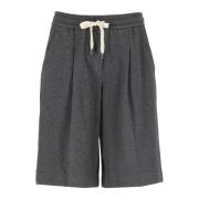 Brunello Cucinelli Grå Bomull Bermuda Shorts Elastisk Midja Gray, Dam