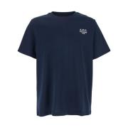 A.P.C. Blå Crewneck T-shirt med broderad logotyp Blue, Herr