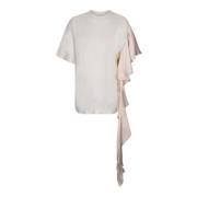 MSGM Vit T-shirt Chic Stil Beige, Dam