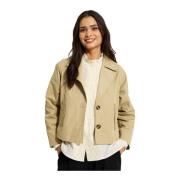 IN FRONT Elegant Cropped Jacka Blazer Sand Beige, Dam