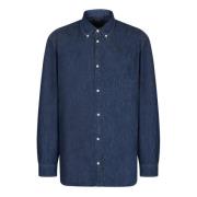 Dondup Bomull Denim Skjorta med Button-Down Krage Blue, Herr