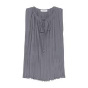 Lanvin Slate Grey Ärmelös Dragsko Topp Gray, Dam