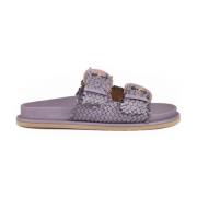 Emanuelle Vee Lädersandal Gummisula Toffel Purple, Dam