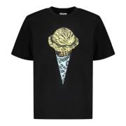 ICECREAM Bomull T-shirt med Front Back Print Black, Herr