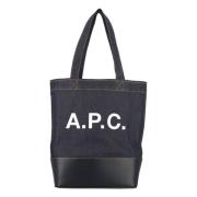 A.P.C. Mörkblå Denim Axel Tote Handväska Blue, Dam