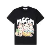 MSGM Svart T-shirt med snygg design Black, Dam