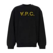 A.P.C. Oversize Svart Bomullsweatshirt Black, Herr