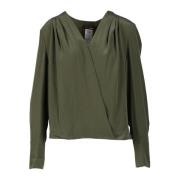 Max Mara Studio Silke Cross-Neck Barbara Blus Green, Dam