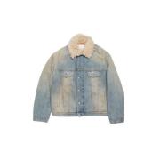 Acne Studios Denim Päls Trim Oversized Jacka Blue, Dam