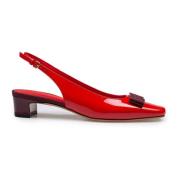 Salvatore Ferragamo Burgundy Patentläder Slingback Pumps Red, Dam