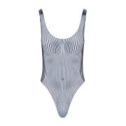 Jean Paul Gaultier Randig Body Top i Vit White, Dam