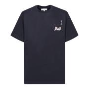 JW Anderson Modig Bomull T-shirt med Unik Bak Blue, Herr