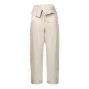 JW Anderson Ivory Silke Fold Over Byxor White, Dam