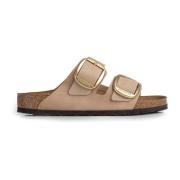 Birkenstock Big Buckle Nubuck Sandaler Beige, Dam