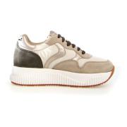 Voile Blanche Kräm Mode Sneakers med Guldinsatser Beige, Dam