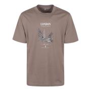 Brunello Cucinelli London City Print Bomull T-shirt Brown, Herr