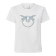 PINKO Love Birds Broderade T-shirts White, Dam